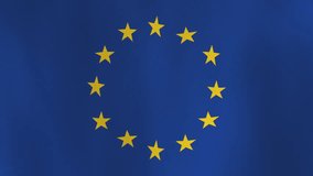 Waving Flag of EU, 4K Seamless Loop Animation. European Union Flag 3d Flowing Cloth Motion Graphics Backdrop for Social Media, Streaming and Channels