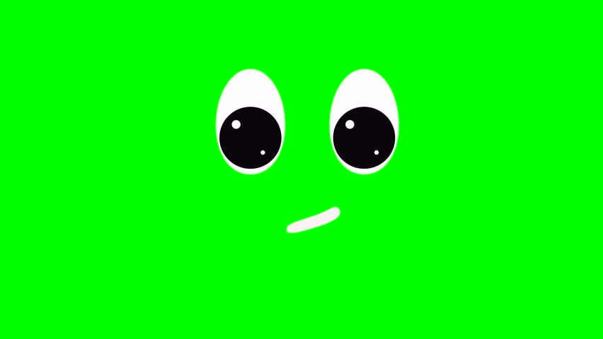 Cartoon eyes and talking mouth or funny face for side green screen insert, chroma key green screen motion graphics stock video 3D animation. Ultra high resolution.