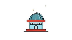 observatory telescope icon animation video for astronomy concept set , isolated astrology sign and symbol 2d animated footage motion graphic design