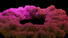 3D animation of abstract art with an explosive smoke structure with flashing neon light on an isolated black background. 3D Illustration - Powered by Shutterstock - Get 15% off with code: PIKWIZARD15