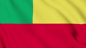 Benin footage video waving in wind, National flag of Benin. Sign of Republic of Benin, Flag of Benin 4K Animation, The National flag