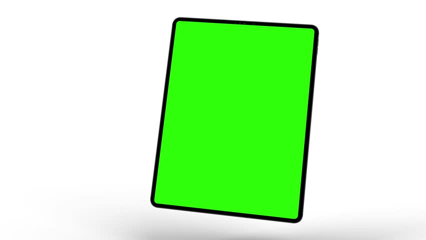 Animated modern devices with green screen mockups on white background.