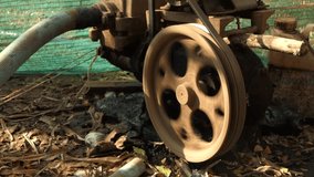 vintage stationary engine, 4k video
