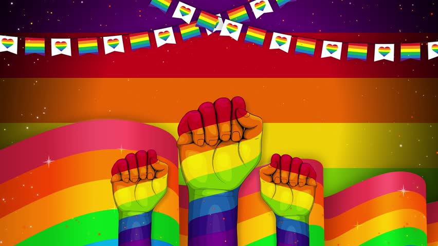 Pride Day Hands Animation Background