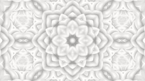 3d abstract white ornate decorative background. Hypnotic trendy kaleidoscope.