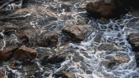 Slow Motion, close up: swells hits the rocks at sunset in Ceuta, Spain - Powered by Shutterstock - Get 15% off with code: PIKWIZARD15