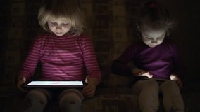 Children use the mobile phone at night.