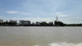 Video clip presenting the landscape view from boat in the Chaopraya river in Bangkok, Thailand.