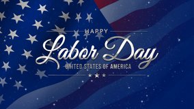 Happy Labor Day greeting animation 2024, lettering text with waving USA flag background and fireworks splash, Happy Labor Day united states of america concept, for banner, feed, stories - Powered by Shutterstock - Get 15% off with code: PIKWIZARD15