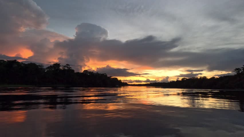 Colorful Sunset Over The Amazon Rainforest Brazil