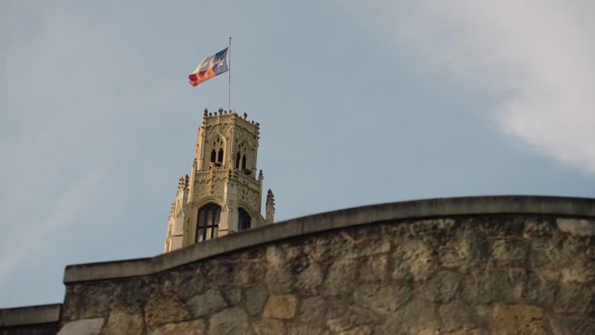 Downtown San Antonio Texas with Texas Flag