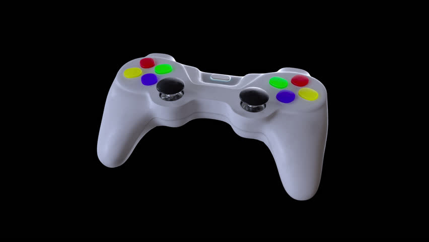 3d Realistic Old Retro gaming control rotating on alpha transparent background.