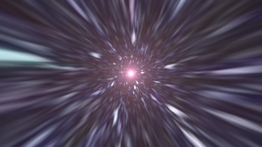 Hyperspace Jump through Star Field Effect. Warp Speed Travel in Space Simulation