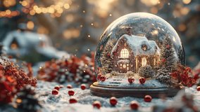 Animated christmas snow globe with a tree and house inside - Powered by Shutterstock - Get 15% off with code: PIKWIZARD15
