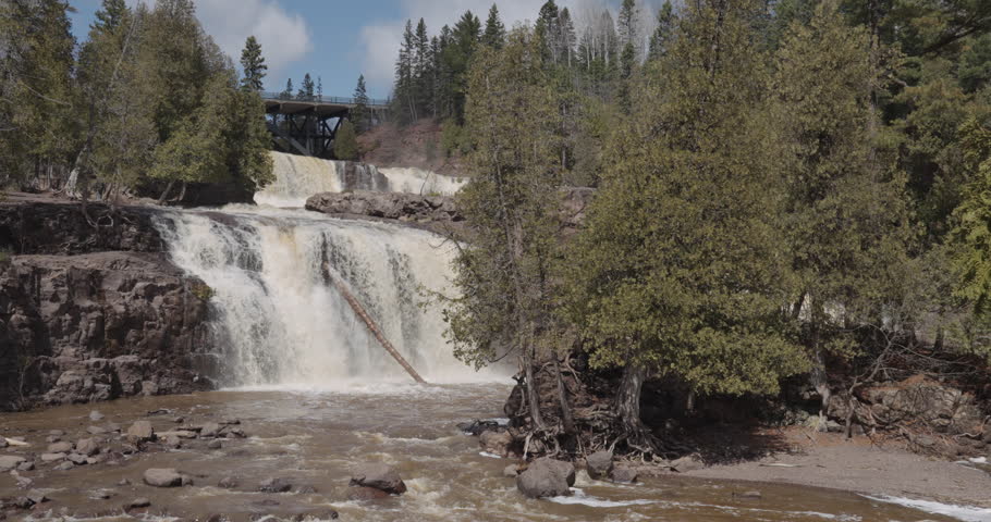 Gooseberry Falls Rushing Down Rocks in Minnesota State Park