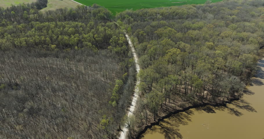 Nature Landscape Of Lower Hatchie National Wildlife Refuge In Tennessee, USA - Aerial Drone Shot