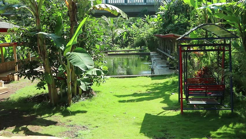 a fishing pond and a simple garden that is beautiful and attractive