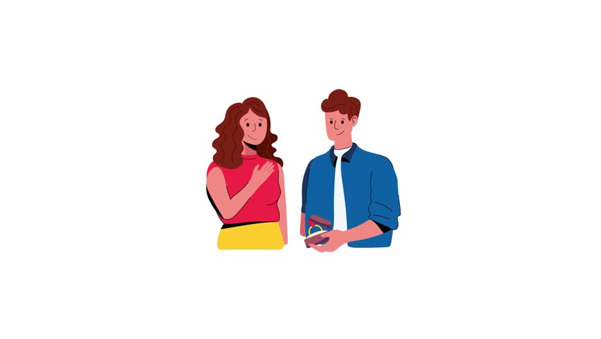 Handy flat an animation depicting proposing 