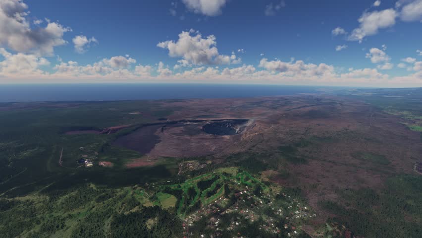 3D - Aerial view of Kilauea Volcano Crater in Hawaii. United States