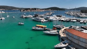 Aerial video of one of the most beautiful marinas of the Mediterranean - Marina Frapa. It is situated in the central part of the Croatian coast, between Sibenik and Split, in Rogoznica, Croatia.