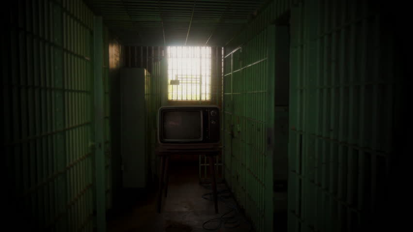 Green Screen TV Prison Cell Zoom In Vintage Television Jailhouse ...