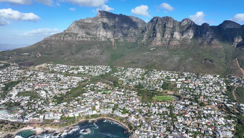 Aerial of the Twelve Apostles and Camps Bay, Cape Town, Western Cape, South Africa, Africa