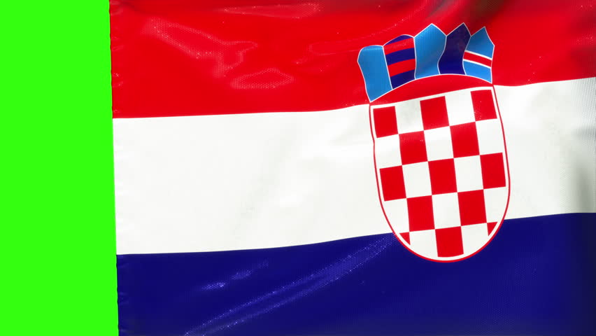 The national flag of Croatia, waving transition 4K animation over an easily keyable background. Green screen and luma matte.