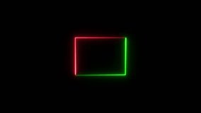 Neon line frame. Neon lights motion loops square motion. Neon line abstract seamless background .