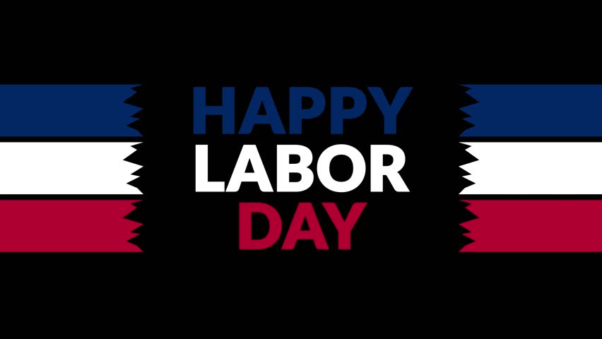 Happy Labor Day seamless looping Text Animation with side lines on Black background, Happy Labor Day motion graphic for enjoying and celebration.