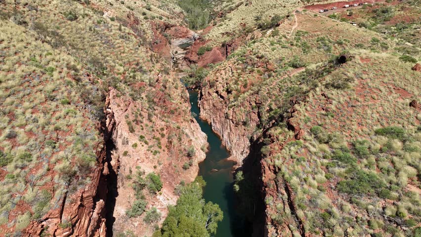 Aerial of Karijini National Park, Western Australia, Australia, Pacific