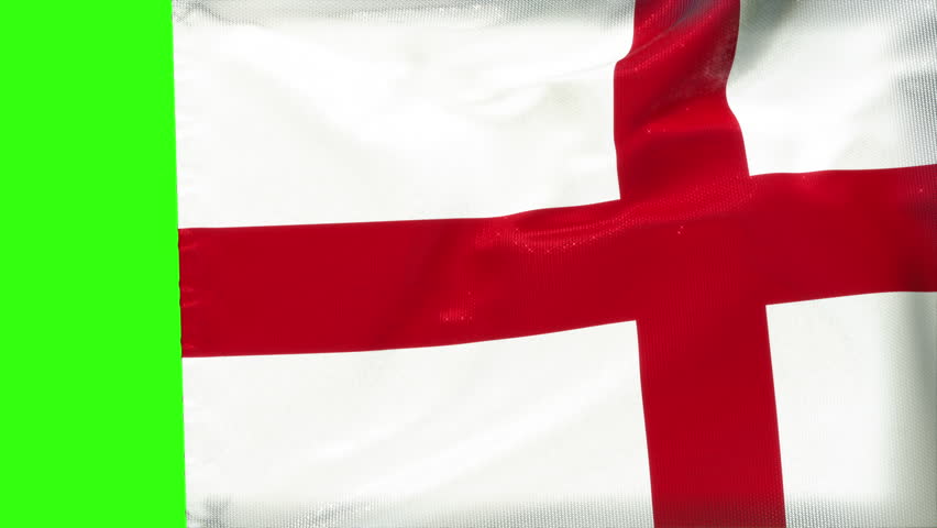 The flag of England, waving transition 4K animation over an easily keyable background. Green screen and luma matte.