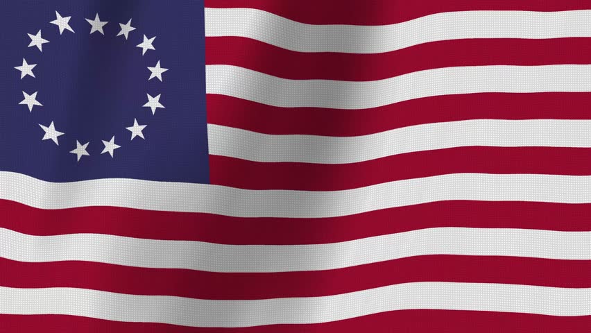Amination of the USA Betsy Ross flag waving in wind