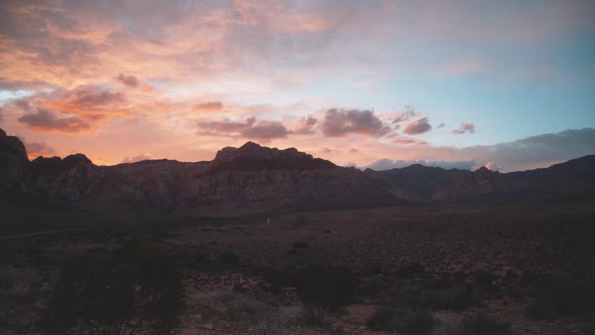Colorful sunset at Red Rock Canyon from the outlook. 