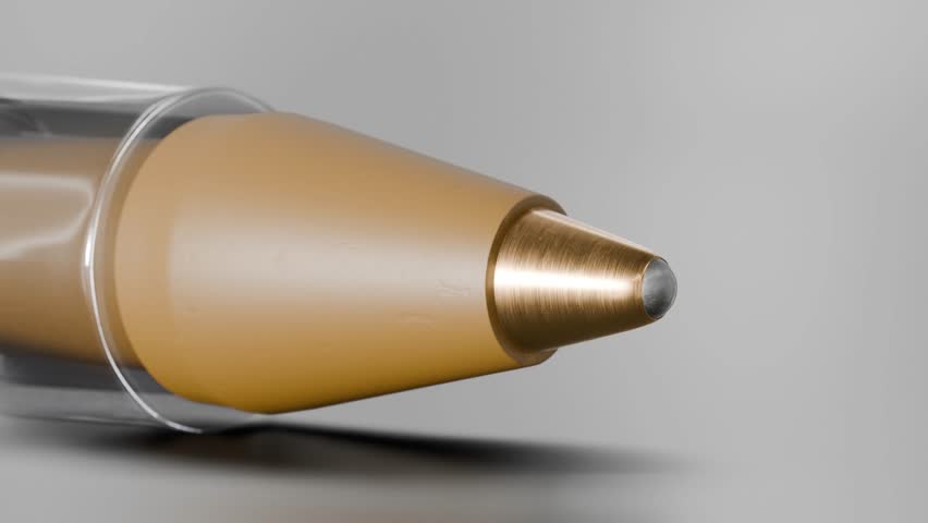 3D animation showing a closeup of a BIC ball point pen
