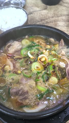 Korean people's favorite pork hangover soup Royalty-Free Stock Footage #3488207229