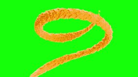 Set of 3d animation orange flowing stream liquid juice or paint isolated on green chroma key. Set different realistic splashes elements. Realistic 4k digital motion footage. - Powered by Shutterstock - Get 15% off with code: PIKWIZARD15