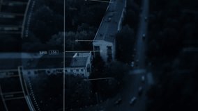 Spy Drone Is Detecting And Tracking A Target Car Driving On A Half-Full Road In The City. Gathering Data, Defining Speed, Zoom In, View From Air, Advanced Computer Technologies.Computer User Interface - Powered by Shutterstock - Get 15% off with code: PIKWIZARD15