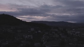 Aerial Drone Footage View Of Trational Old Village in Solomeo Umbria Italy in evening night // no video editing