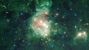 Space travel NGC2174 also known as Monkey Head Nebula in the Orion constellation,Traveling through star fields in space,4K 3D for scientific films. Elements of this image furnished by NASA. - Powered by Shutterstock - Get 15% off with code: PIKWIZARD15