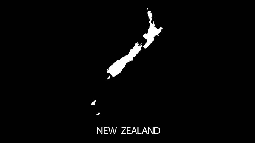 Digital revealing and zooming in on New Zealand Country Map Alpha video with Country Name revealing background | New Zealand country Map and title revealing alpha video for editing template conceptual - Powered by Shutterstock - Get 15% off with code: PIKWIZARD15