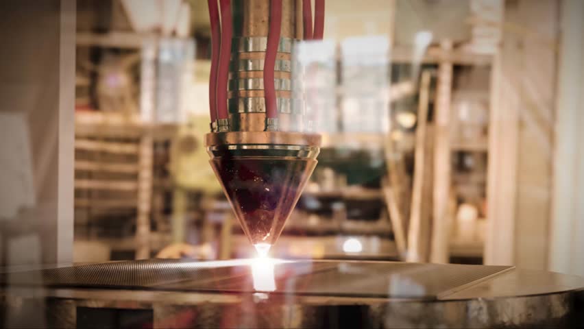 A modern 3D printer is printing a metal turbine. The future of machine part manufacturing. 3d render, time lapse video