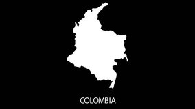 Digital revealing and zooming in on Colombia Country Map Alpha video with Country Name revealing background | Colombia country Map and title revealing alpha video for editing template conceptual - Powered by Shutterstock - Get 15% off with code: PIKWIZARD15