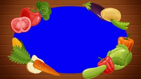 Vegetables green screen background, healthy food style, 4k video animation ready to chroma key