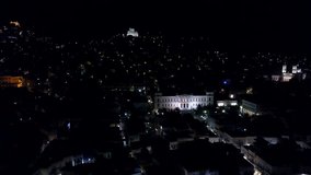 Aerial footage of Ermoupolis, Syros by night