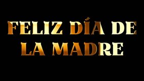 Happy Mother’s day Spanish language text design with golden shine animation video