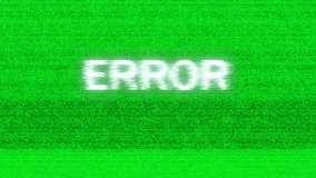 Computer Data Error.Wall of Green Binary Code.Abstract Vhs Noise.Error screen blinking.Digital signal error.Background for visuals or as motion.Alpha Matte. 4k