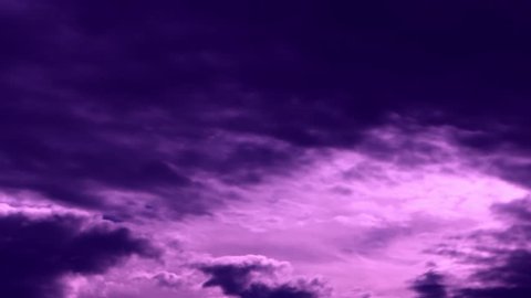 Rain clouds time lapse in colourful sky, pink, purple sky with evening sunset time, thunderstorm fast motion. Supercell time after rain. Full HD, 1920x1080. REAL FHD, 30FPS.