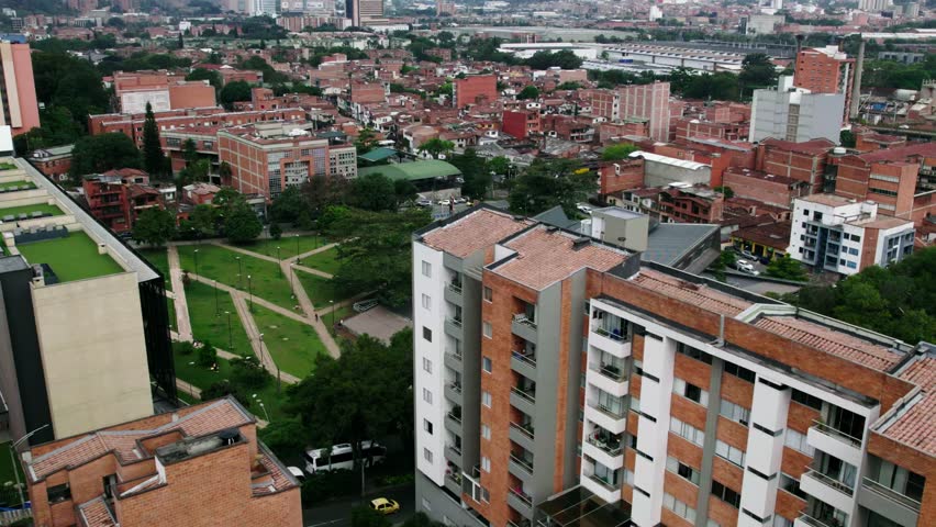 Residential buildings and park at Medellin. Colombia.