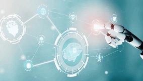 MLP Futuristic robot artificial intelligence revolutionary AI technology development and machine learning concept. Global robotic block chain science research for future human life. 3D rendering - Powered by Shutterstock - Get 15% off with code: PIKWIZARD15