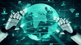 XAI Futuristic robot artificial intelligence enlightening AI technology development and machine learning concept. Global robotic bionic science research for future of human life. 3D rendering graphic. - Powered by Shutterstock - Get 15% off with code: PIKWIZARD15